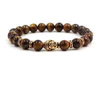 YRYRYW Jewellery Bracelets Natural Stone with Pendant Gold Buddha for Him and Her, Real Natural Stones Friendship Bracelets 8 mm, Gift for Men Made of Real Natural Stones - 19 cm Household faucets