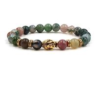 YRYRYW Jewellery Bracelets Natural Stone with Pendant Gold Buddha for Him and Her, Real Natural Stones Friendship Bracelets 8 mm, Gift for Men Made of Real Natural Stones - 19 cm Household faucets