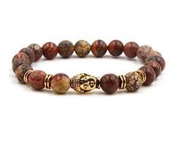 YRYRYW Jewellery Bracelets Natural Stone with Pendant Gold Buddha for Him and Her, Real Natural Stones Friendship Bracelets 8 mm, Gift for Men Made of Real Natural Stones - 19 cm Household faucets