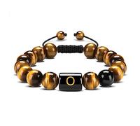 YRYRYW Jewellery Bracelets Tiger's Eye Elegant Woven Letter for Him and Her, Real Natural Stones, Elastic Bracelet 10 mm, Gift for Men Made of Real Natural Stones - 22 cm Household faucets