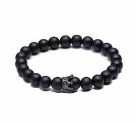 YRYRYW Jewellery Bracelets with Crown Pendant for Him and Her, Natural Stone Partner Bracelet, 8 mm, Great Gift Idea - 19 cm Household faucets