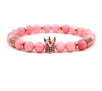 YRYRYW Jewellery Bracelets with Crown Pendant Hexagonal Column for Him and Her, Natural Stone Stretch Beads Bracelets 8 mm, Great Gift Idea - 19 cm Household faucets