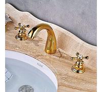 YRYRYW Kitchen Taps Kitchen Tap Faucet 3Pcs New Arc-Shaped Basin Faucet Double Crossed Handle Mixer Tap Gold Finish Household faucets