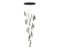 YRYRYW LED Stairs Large Chandelier,Contemporary Staircase Chandelier LED Nordic Luxury During Lighting With Acrylic Lampshade Adjustable Hight Ceiling Light Fixture-Black warm light 25t Household