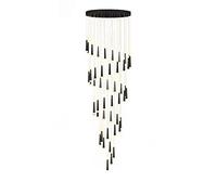 YRYRYW LED Stairs Large Chandelier,Contemporary Staircase Chandelier LED Nordic Luxury During Lighting With Acrylic Lampshade Adjustable Hight Ceiling Light Fixture-Black and white light 48t Household