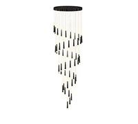 YRYRYW LED Stairs Large Chandelier,Contemporary Staircase Chandelier LED Nordic Luxury During Lighting With Acrylic Lampshade Adjustable Hight Ceiling Light Fixture-Black warm light 40t Household