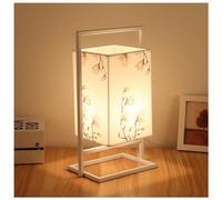 YRYRYW Light Bedside Table Lamp Chinese Table Lamp with Handle, Decorated Retro Desk Lamp Fabric Lampshade and Wrought Iron Frame Nightstand Lamp for Bedroom Light Household faucets