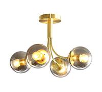 YRYRYW Light Luxury Magic Bean Sucks The Top Lamp,E27 Glass Chandelier During Light,Brushed Brass With White Frosted Globes Branch Molecule Ceiling Light For Living Dining Room Restauran-Gold smoke