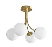 YRYRYW Light Luxury Magic Bean Sucks The Top Lamp,E27 Glass Chandelier During Light,Brushed Brass With White Frosted Globes Branch Molecule Ceiling Light For Living Dining Room Restauran-Gold milk