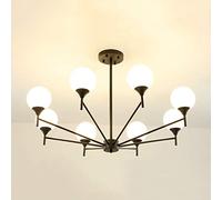 YRYRYW Living Room Dining Room Bedroom,E27 Nordic Magic Bean Chandelier, Molecular Glass Chandelier-Black. 8 head Household faucets