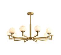 YRYRYW Living Room Dining Room Bedroom Model Room Lamps,G4 New Chinese Style Full Copper Chandelier,Post- Light Luxury Natural Marble Chandelier-Full copper and cloud stone 10 head Household faucets