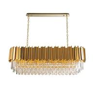 YRYRYW Luxurious Wrought Iron Plating Crystal Chandelier Rectangle Brushed Pendant Lighting Fixture Ceiling Light Fixture For Bedroom Room Living Room Kitchen Island-Light luxury gold crystal c