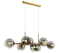 YRYRYW Mid Century 8-lights Handblown Glass Globe During Lighting Branches,E27 Molecular Ceiling Lamp Fixture For Living Room,E27long Chandelier Sputnik Dining Room-Gold soot lampshade 8 head