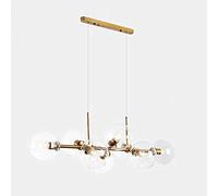 YRYRYW Mid Century 8-lights Handblown Glass Globe During Lighting Branches,E27 Molecular Ceiling Lamp Fixture For Living Room,E27long Chandelier Sputnik Dining Room-Gold transparent lampshade 8 head