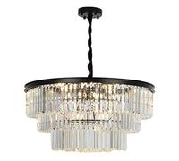 YRYRYW Model Room Engineering Chandelier,E14 Light Luxury Crystal Chandelier, Lamps,Living Room Dining Room Bedroom Lamp-Black and crystal Round 60cm Household faucets