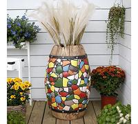 YRYRYW Mosaic Flowerpot Creative Villa Courtyard Garden Balcony Layout Decoration Ceramic Large Household Flower Tube Wooden Bucket Porcelain Flower Pot Household faucets