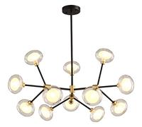 YRYRYW Nordic American Chandelier Retro Creative Art Tree Branches Transparent Glass 16-Light Chandeliers Pendent Light Restaurant Living Room-Black and gold 12 head Household faucets