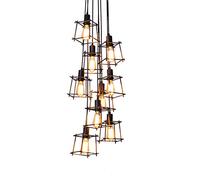 YRYRYW Nordic Creative Retro Chandelier,E27 American Country Industrial Chandelier,Loft Shop Bar Restaurant Clothing Store Lighting-Black stair swirling 9 head Household faucets