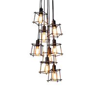 YRYRYW Nordic Creative Retro Chandelier,E27 American Country Industrial Chandelier,Loft Shop Bar Restaurant Clothing Store Lighting-Black stair swirling 8 head Household faucets