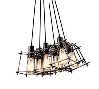 YRYRYW Nordic Creative Retro Chandelier,E27 American Country Industrial Chandelier,Loft Shop Bar Restaurant Clothing Store Lighting-Black combination hanging line model 6 head Household faucets