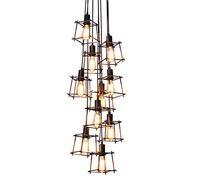 YRYRYW Nordic Creative Retro Chandelier,E27 American Country Industrial Chandelier,Loft Shop Bar Restaurant Clothing Store Lighting-Black stair swirling 10 head Household faucets