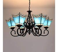 YRYRYW Nordic Mediterranean Pastoral Personality Chandelier,E27 American Retro Chandelier,Dining Room Corridor Living Room Bedroom-Blue 6 head Household faucets