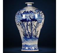YRYRYW Porcelain Hand-painted Blue And White Porcelain Vase Imperial Kiln Chinese Household Study Living Room TV Cabinet Collection Ornaments Household faucets