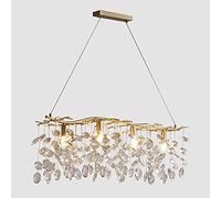 YRYRYW Post- Living Room Lamp,E14 Light Luxury Full Copper Crystal Dining Room Chandelier,Creative Bar Table Lamp,Warm Romantic Bedroom Lamp-Copper and crystal 100cm Household faucets