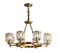 YRYRYW Postmodern Light Luxury Living Room Lamp,For Villa Dining,E14 American Country Atmosphere All Copper Crystal Chandelier-Copper and crystal 8 Household faucets