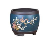 YRYRYW Purple Sand Orchid Pot Chinese Style High-end Handmade Ceramic Basin Fleshy Retro Bonsai Plant Pot Indoor and Outdoor Balcony Household Flower Pot Breathable Absorbent Moisture Household