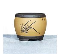 YRYRYW Purple Sand Orchid Pot Chinese Style High-end Handmade Ceramic Basin Fleshy Retro Bonsai Plant Pot Indoor and Outdoor Balcony Household Flower Pot Breathable Absorbent Moisture Household