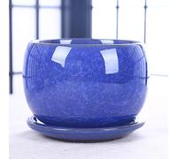 YRYRYW Round Ceramic Flower Pots Ice Cracked Ceramic Succulent Plant Pot Caliber 12cm Large Home Office Ice Cracked Flower Pot With Tray There Are Holes In The Bottom Juicy Plants Planter Household