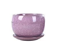 YRYRYW Round Ceramic Flower Pots Ice Cracked Ceramic Succulent Plant Pot Caliber 12cm Large Home Office Ice Cracked Flower Pot With Tray There Are Holes In The Bottom Juicy Plants Planter Household