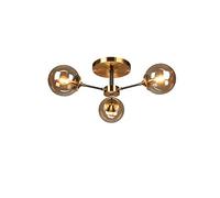 YRYRYW Round Glass Magic Bean Molecules Ceiling Light,Flush Mount Ceiling Light Fixture With Smoky Glass Classic Black Sputnik Pendent Light For Living Room,E14 Mid Century Chandelier-Amber 3 head