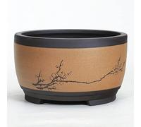 YRYRYW Round Purple Sand Flowerpot Succulent Plant Pots Bonsai Pot Chinese Style Bonsai Flowerpot Ceramic Craft Plant Pot Home Decor/Beige/14Cm*17Cm Household faucets