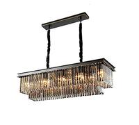 YRYRYW Round Rectangular Atmospheric Chandelier,Household,E14 Nordic Light Luxury Post- Crystal Chandelier,Living Room Bedroom Dining Room Lamp-Black. 14 head long Household faucets