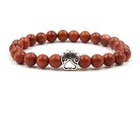 YRYRYW Schmuck Bracelet Natural Stone with Paw Pendant for Him and Her, Real Natural Stones Partner Bracelet 8 mm, Couple Gift for Women and Men - 19 cm Household faucets