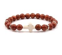YRYRYW Schmuck Bracelets with Cross Pendant for Him and Her, Natural Stone Women's Yoga Bracelet, 8 mm, for Men and Women, 19 cm Household faucets