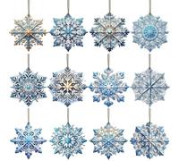 YRYRYW Snowflake Decorations | 24Piece Blue Double-Sided Pendant,2D Snowflake Ornaments for Christmas Tree,for Classroom Winter Snow Wonderland Birthday Holiday Home Office Household faucets