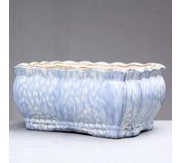 YRYRYW Square Flower Pot with Plastic Tray Chinese Rural Style Container Park Decoration Vase Easy to Match Square Ceramic Pot Chinese Ancient Ceramic Style Serial Flowerpot Household faucets