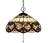 YRYRYW Style 3-Light Hanging Lamp 16 Inch Baroque Love Stained Glass Pendant Lighting for Dining Room Kitchen Restaurant Hallway Bar Chandelier Lights,110-,E27,A Household faucets