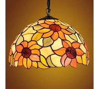 YRYRYW Style Chandelier Vintage Stained Glass Pendant Lamps, E27 Sun Flower Pendant Lamp 12 Inches Living Room Dining Bar Aisle Corridor Balcony Ceiling Light,30Cm Household faucets