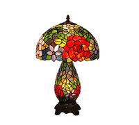 YRYRYW Style Double Lights Table Lamps Handmade Stained Glass Night Light for 8/12 Inch Living Bedroom Bedside Reading Lamp Gifts with Antique Base,110-,A,12inch Household faucets