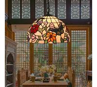 YRYRYW Style Pendant Hanging Lamp for Dining Room 12-Inch Stained Glass Pendant Lighting for Kitchen Island Hallway Bar Pendant Lights Chandelier,110-,E27,B Household faucets