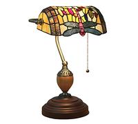 YRYRYW Style Stained Glass Bankers Lamp Antique Bedside Table Lamp Handmade Piano Lights with Zinc Alloy Base for Cafe Bar Living Room,C Household faucets