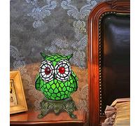 YRYRYW Style Stained Glass Cartoon Owl Lamps Antique Animals Decorate Night Lights Bedside Table Lamp for Bedroom Living Room Gift, Alloy Paint Base,Green Household faucets
