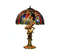 YRYRYW Style Stained Glass Table Lamp Elegant Vintage Grape Pattern Decorative Bedroom Beside Lamp For Living Room/Study Room,- Household faucets