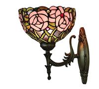 YRYRYW Style Wall Lamp Sconces Rose Stained Glass Corridor Light 8" Mirror Front Lamp Gallery Wall Lights Passage Hallway Light,110-,E27,A Household faucets
