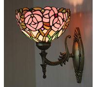 YRYRYW Style Wall Lamp Sconces Rose Stained Glass Corridor Light 8" Mirror Front Lamp Gallery Wall Lights Passage Hallway Light,110-,E27,B Household faucets