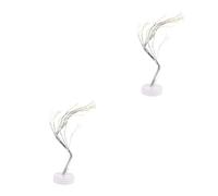 YRYRYW Table lamp 2 pcs Wall Sticker Birch Tree Glowing Decor Tabletop Night Light lit Tree centerpieces ash Tray led Office Desk Decor Creative Night lamp Plastic Copper Wire lamp USB White Table